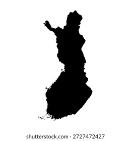 Finnland Silhouettenkarte. Finnland-Kartenvektor. Finnland-Karte auf weißem Hintergrund