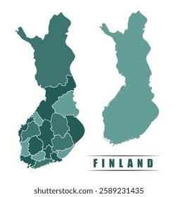 Finland simple flat political map with states border