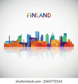 Finland skyline silhouette in colorful geometric style. Symbol for your design. Vector illustration.