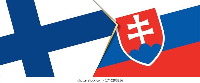 Banderas de Finlandia y Eslovaquia, dos banderas vectoriales símbolo de relación o enfrentamiento.