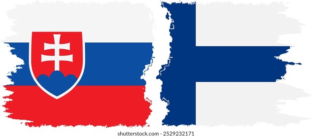 Conexión de banderas grunge de Finlandia y Eslovaquia, Vector