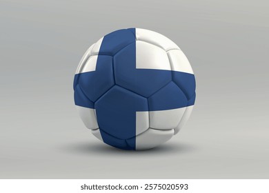 Finland soccer ball featuring the national flag design on a gray background