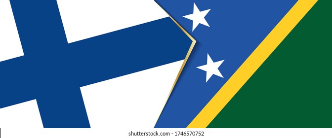 Finland and Solomon Islands flags, two vector flags symbol of relationship or confrontation.