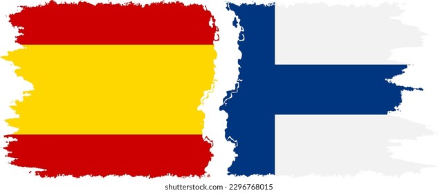 Finland and Spain grunge flags connection, vector
