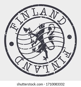 Finland Stamp Postal. A Flag Silhouette Seal. Passport Round Design. Emblema Vector Icon Design Retro Travel.