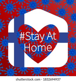 Finland stay at home.Finland caution virus.Stay safe,stay inside home.Prevention from virus.Coronavirus danger and public health risk disease and flu outbreak.Vector illustration.