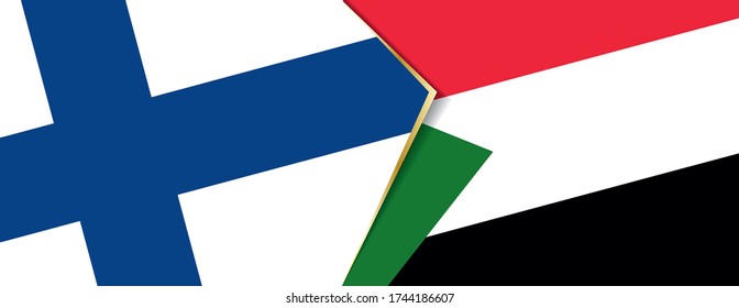 Finnland und Sudan Flaggen, zwei Vektorflaggen Symbol für Beziehung oder Konfrontation.