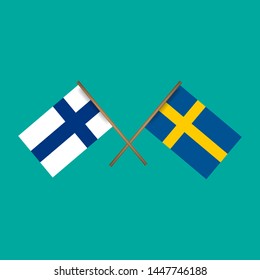 Finland and Sweden crossed flags.Language learning or travel concept. flat design.