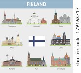 Finland. Symbols of cities. Vector set