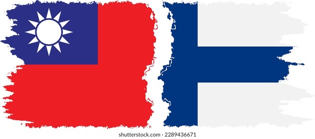 Finland and Taiwan grunge flags connection, vector