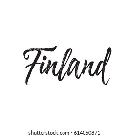 finland, text design. Vector calligraphy. Typography poster. Usable as background.