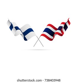 Finland and Thailand flags. Crossed flags. Vector illustration.