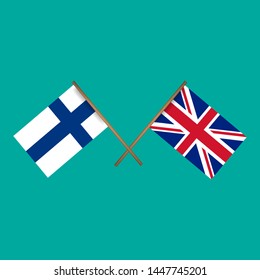 Finland and United Kingdom crossed flags.Language learning or travel concept. flat design.