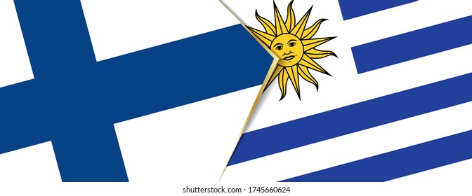 Finland and Uruguay flags, two vector flags symbol of relationship or confrontation.