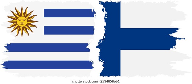 Conexión de banderas grunge de Finlandia y Uruguay, Vector