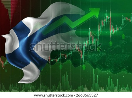 Finland, vector 3d flag financial exchange trend up