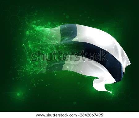 Finland, vector 3d flag on green background and numbers