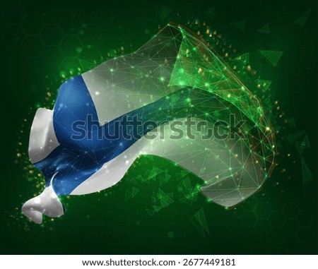 Finland, vector 3d flag on green background