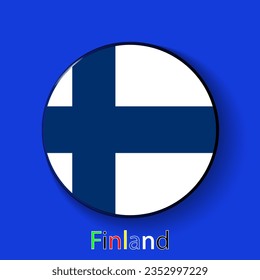 Finland vector flag. Football europe 2024 tournament championship. Round badges of the country in the actual championship colors.