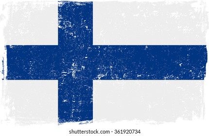 Finland vector grunge flag isolated on white background.