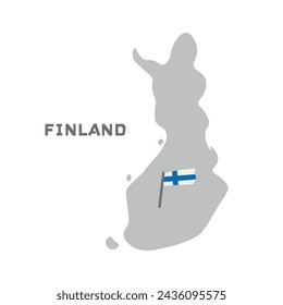 Finland vector map with the flag inside. Map of the Finland with the national flag isolated on white background. Vector illustration