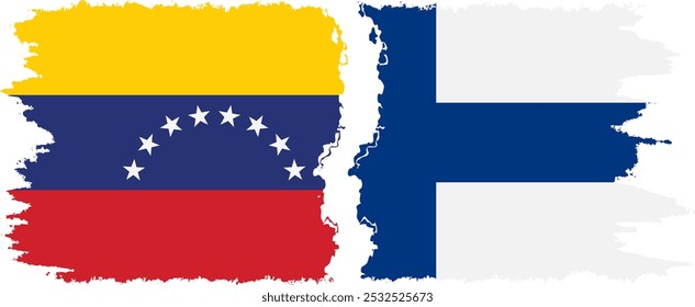 Finlandia y Venezuela, conexión de banderas grunge, Vector