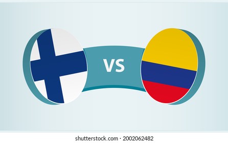 Finland versus Colombia, team sports competition concept. Round flag of countries.