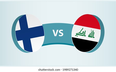 Finland versus Iraq, team sports competition concept. Round flag of countries.