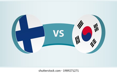 Finland versus South Korea, team sports competition concept. Round flag of countries.