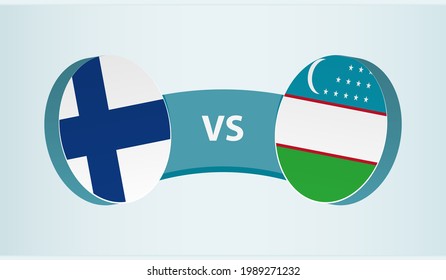 Finland versus Uzbekistan, team sports competition concept. Round flag of countries.