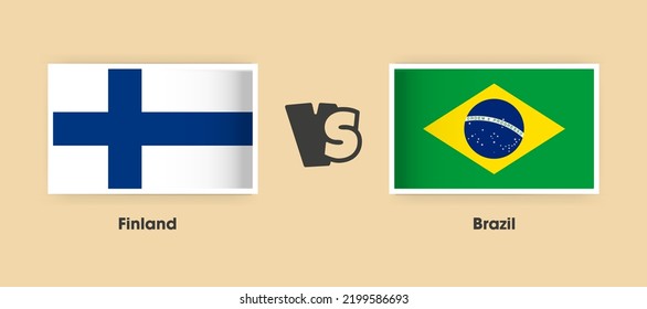 Finnland gegen Brasilien Flaggen nebeneinander angeordnet. Kreative stylische nationale Flaggen von Finnland vs. Brasilien mit Hintergrund