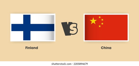 Finnland-China-Flaggen auf der Seite. Kreative, stylische nationale Flaggen von Finnland gegen China mit Hintergrund