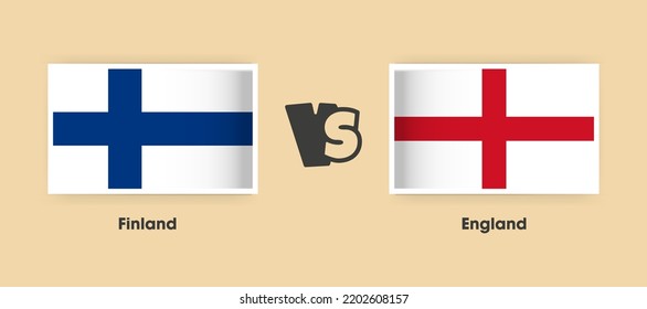 Finland vs England flags placed side by side. Creative stylish national flags of Finland vs England with background