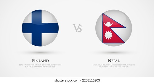 Finland vs Nepal country flags template. The concept for game, competition, relations, friendship, cooperation, versus.