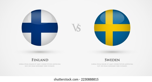 Vorlage für Länderflaggen in Finnland und Schweden. Das Konzept für Spiel, Wettbewerb, Beziehungen, Freundschaft, Zusammenarbeit, versus.