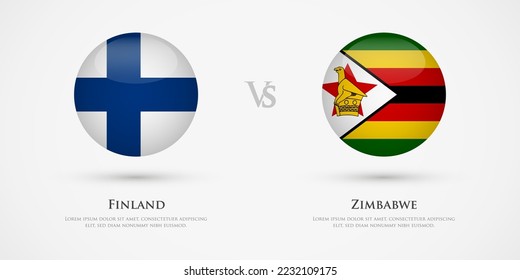 Finland vs Zimbabwe country flags template. The concept for game, competition, relations, friendship, cooperation, versus.