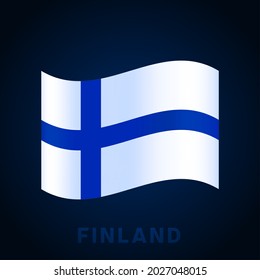 finland wave vector flag. Waving national Official colors and proportion of flag. Vector illustration.