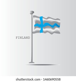 Finland waving flag set of vector illustration. Blue white colors of Findland wavy realistic flag as a patriotic symbol