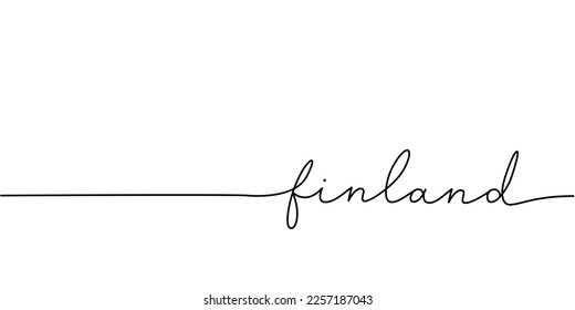 Palabra finlandesa - continua una línea con la palabra. Dibujo minimalista de la ilustración de la frase.