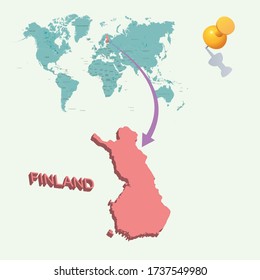 Finland's place in the world. 3D map
