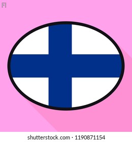 Burbuja del discurso de la bandera finlandesa, señal de comunicación en los medios sociales, icono del óvalo de negocios llanos.