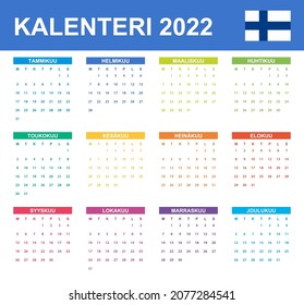 Finnish Calendar for 2022. Scheduler, agenda or diary template. Week starts on Monday