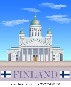 Alte Kathedrale. Finnland Touristenposter. Vektorgrafik