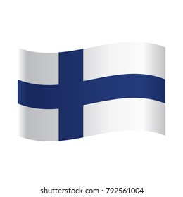 Finnish flag Banner of the country in waveform fluttering in the wind. Independence Day News Flat Volumetric Image Language National Logos Stock Vector Illustration Icon Picture.
