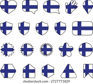 Finnish Flag Icon Collection in Clean Minimalist Style