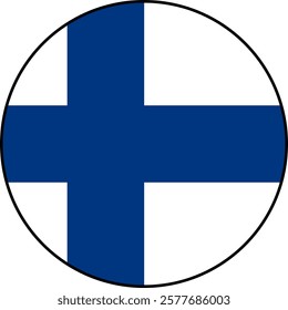 Finnish flag icon on transparent background. Vector icon with black outline around the flag