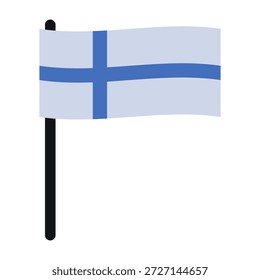 Finnish flag illustrated with pole