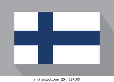 Finnish flag with shadow, vector illustration. The national flag of Finland.