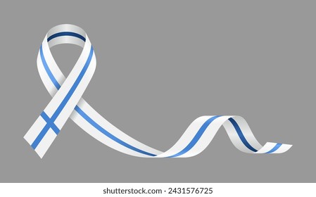 Finnish flag stripe ribbon wavy background layout. Vector illustration.