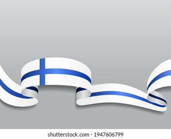 Finnish flag wavy abstract background. Vector illustration.